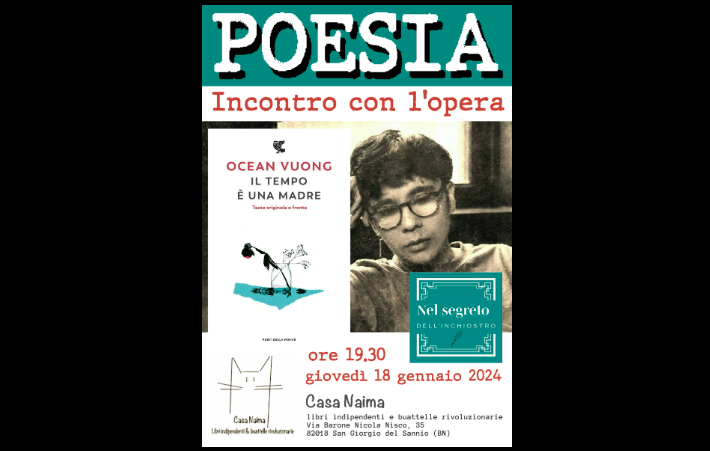 Incontro del cenacolo di poesia: si parla di Ocean Vuong