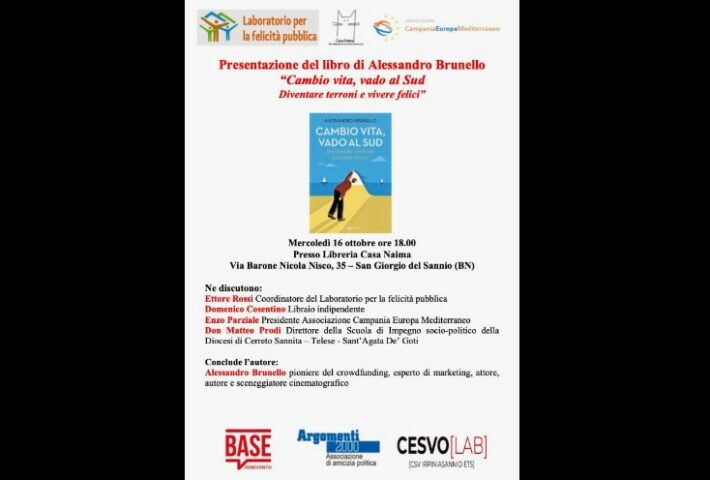 Presentazione libro “Cambio vita, vado al Sud. Diventare terroni e vivere felici”