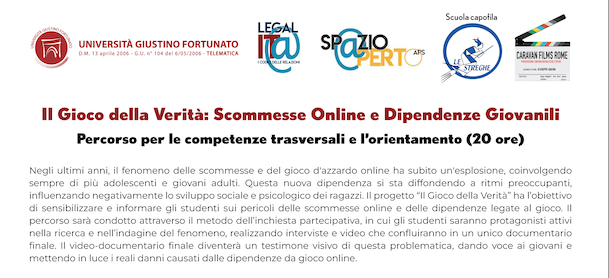 Presentazione progetto “Il Gioco della Verità: Scommesse Online e Dipendenze Giovanili”