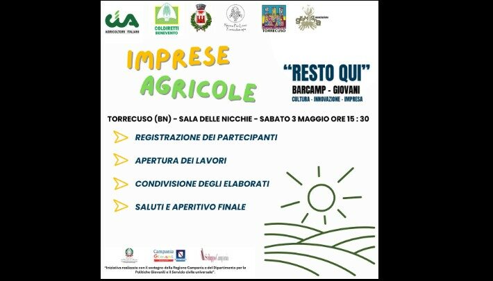 ‘Resto Qui: Barcamp-Giovani’: tavolo su ‘Imprese Agricole’