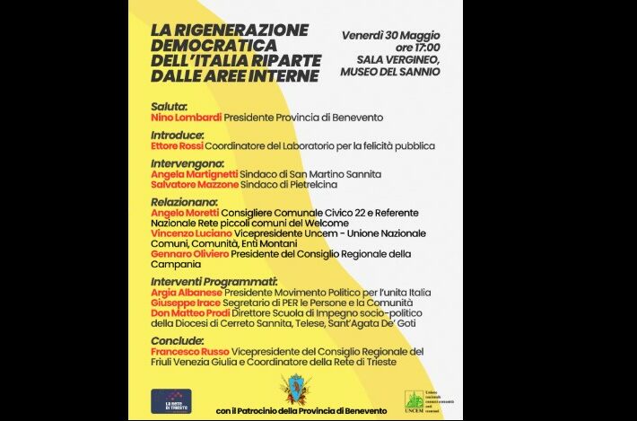 “La rigenerazione democratica dell’Italia riparte dalle aree interne”