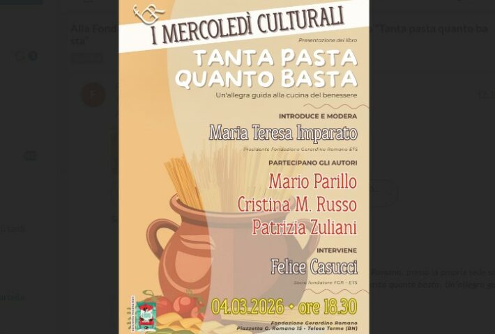Presentazione libro “Tanta pasta quanto basta. Un’allegra guida alla cucina del benessere”