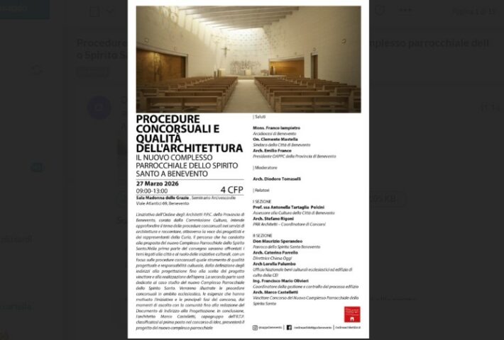 “Procedure concorsuali e qualità dell’architettura. Il nuovo complesso parrocchiale dello Spirito Santo a Benevento”